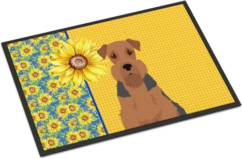 Miniatura 107 de Caroline's Treasures WDK5313MAT Airedale Terrier - Tapete para puerta delantera de 18 x 27 pulgadas, diseño de girasoles de verano, para entrada