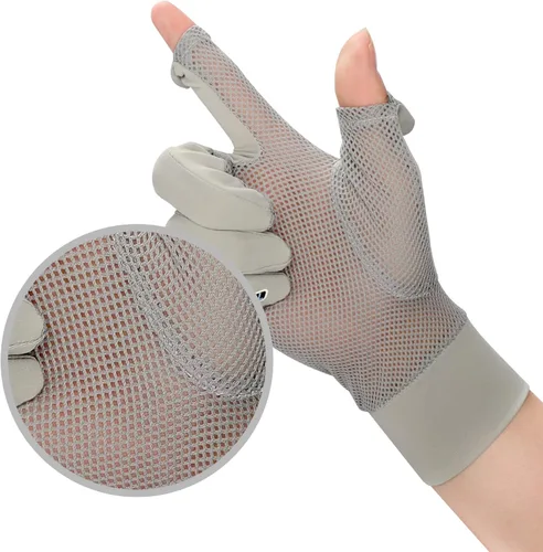 Miniatura 6 de IPENNY Guantes de verano para mujer, protección solar UPF 50+, 2 dedos, malla abatible, transpirable, para pantalla táctil, antideslizantes