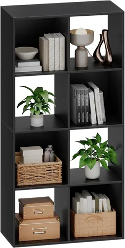 Sweetcrispy Organizador de almacenamiento de 8 cubos, estantería de cubo abierto con 4 paneles traseros extraíbles, estantería de almacenamiento