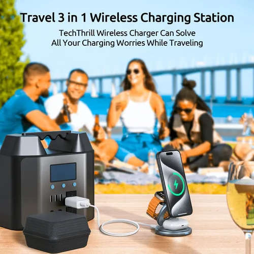 Miniatura 7 de Estación de carga inalámbrica 3 en 1 para Apple, cargador de viaje para múltiples dispositivos, aleación de aluminio plegable, cargador magnético