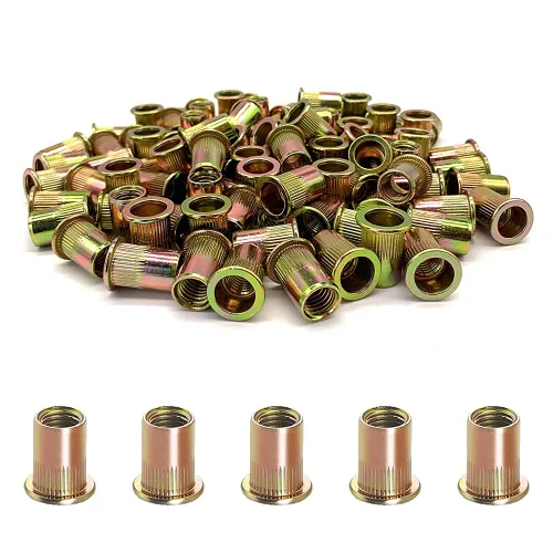 50 tuercas de remache, kit surtido de tuercas de remache métricas de acero al carbono M10, surtido de tuercas roscadas de cabeza plana, para Amarillo
