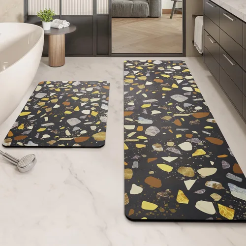 Miniatura 8 de MontVoo -Tapete de baño-Alfombras de baño delgadas antideslizantes para debajo de la puerta- Superficie de gamuza sintética absorbente, de secado