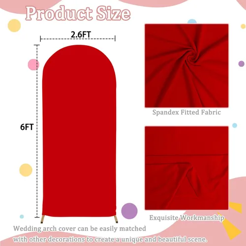 Miniatura 2 de FOTSHARER Cubierta de Arco Roja de Tela de Fondo Cubierta de Fondo de Arco de Globos de 6 Pies para Fiesta Temática Cubierta de Arco Boho de 2 Lados