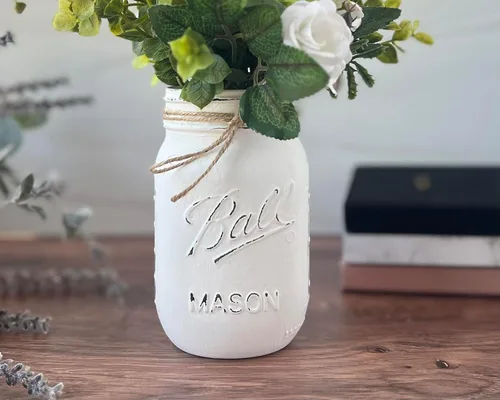 Miniatura 5 de Jarrones rústicos para centros de mesa para mesas Elige color, flores artificiales opcionales Pinta de 16 onzas, 5 pulgadas Jarrón