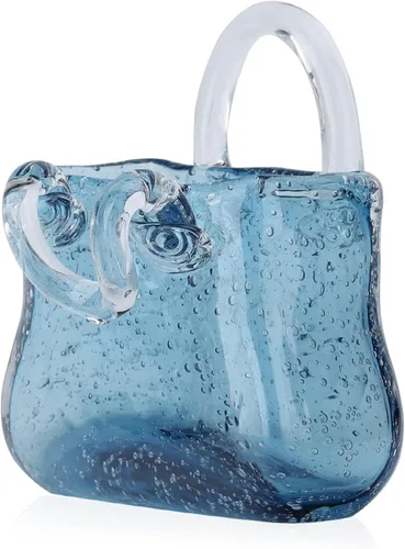 Miniatura 8 de Glass Bag Vase for Flowers, Glass Purse Vase Blowing by Hand Glass Flower Vase Purse Flower Vase, Glass Bag Vase for Decor,Style1-Blue