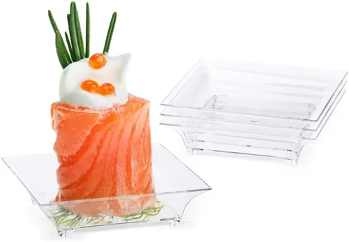 Miniatura 3 de Kingrol 150 platos de postre de plástico, mini mini platos cuadrados desechables para postres, aperitivos, salsas, degustaciones