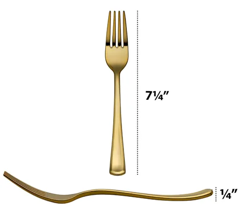 Miniatura 4 de Plasticpro Tenedores desechables de plástico dorado resistente, cubiertos de plástico elegantes que parecen cubiertos de oro real, utensilios