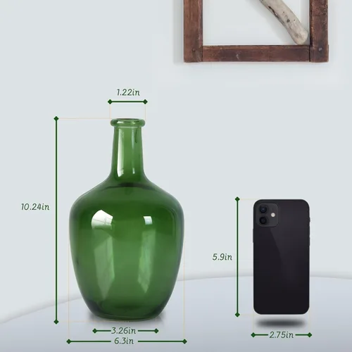 Miniatura 2 de Bfttlity Jarrón de Vidrio Transparente Alto de Granja para Ramas Jarrones de Vidrio para Centros de Mesa en Decoración del Hogar (S-Verde)