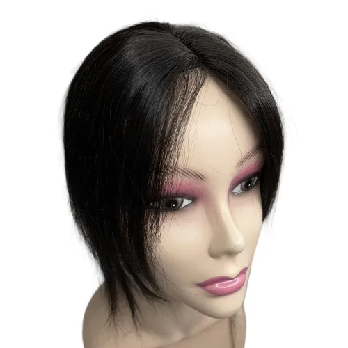 Miniatura 5 de Anemone Extensiones de cabello humano de encaje tejido a mano con clip en extensiones naturales brasileñas para mujer, cubierta recta para pérdida