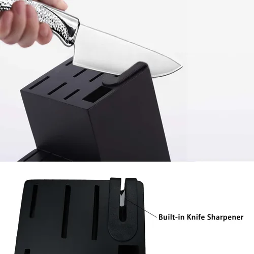 Miniatura 4 de Juego de cuchillos para cocina con bloque, juego de 14 piezas de bloque de cuchillos de acero inoxidable de alto carbono con afilador incorporado