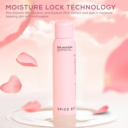 Miniatura 6 de Leche y rosa para el cabello y el cuerpo Spray corporal hidratante y perfume para el cabello con rosa, leche de cabra, manzanilla y lavanda