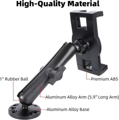 Miniatura 4 de Soporte de tablet para camión, base de taladro resistente con brazo de aluminio para tableta, automóvil, pared, barco, escritorio, compatible