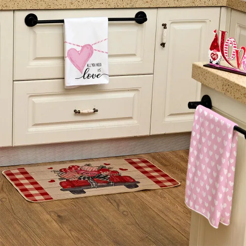 Miniatura 3 de ARKENY AD218 - Juego de 2 toallas de cocina para el día de San Valentín, diseño de corazón rosa, 18 x 26 pulgadas, decoración del hogar de granja