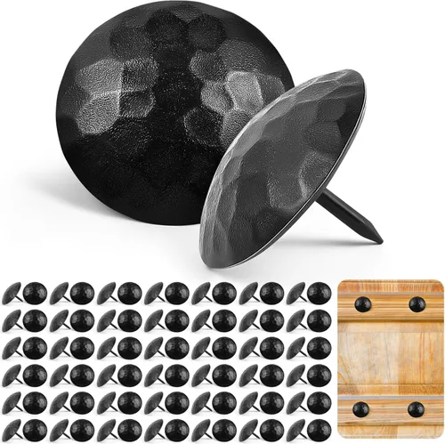 Miniatura 8 de 50 clavos de hierro grandes de 1.25 pulgadas, clavos decorativos de hierro antiguos, adornos rústicos ornamentales para puertas de madera, Negro
