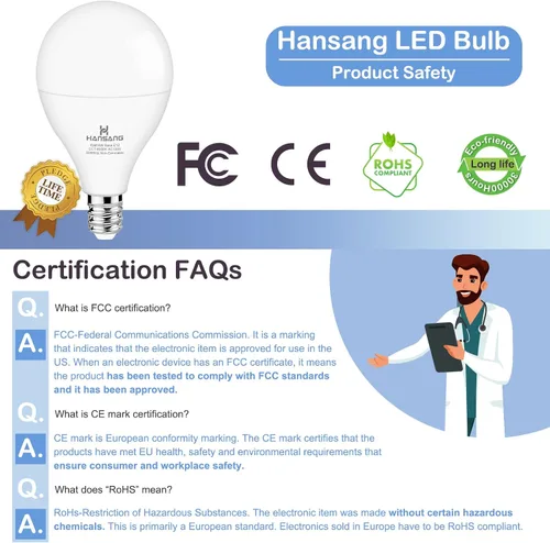 Miniatura 2 de Paquete de 8 bombillas para ventilador de techo, base E12, equivalente a 60 vatios, luz diurna fría de 6000 K, bombillas A15 con base de candelabro