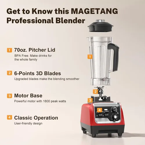 Miniatura 7 de MAGETANG Licuadora de 1800W para batidos