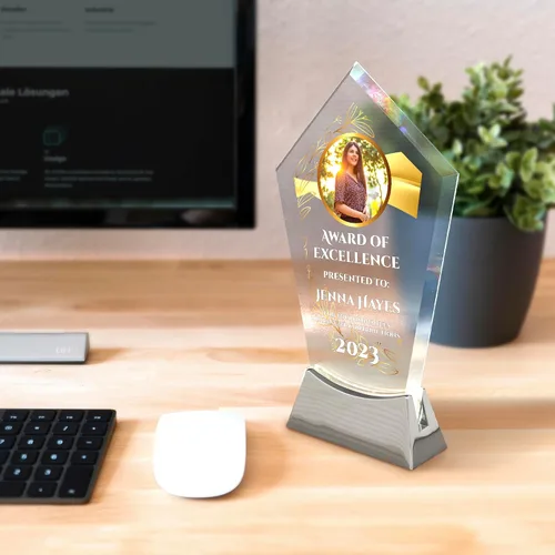 Miniatura 9 de Placa de vidrio personalizada de 8 1/2 pulgadas para premios y trofeos, premio personalizado para empleados del mes, regalos de jubilación
