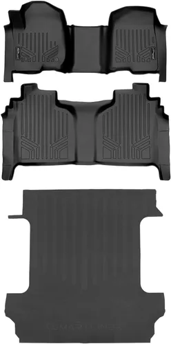 Miniatura 19 de SMARTLINER Juego de tapetes de piso de recubrimiento, de 2 filas, para Chevrolet Silverado 1500 2007-2013