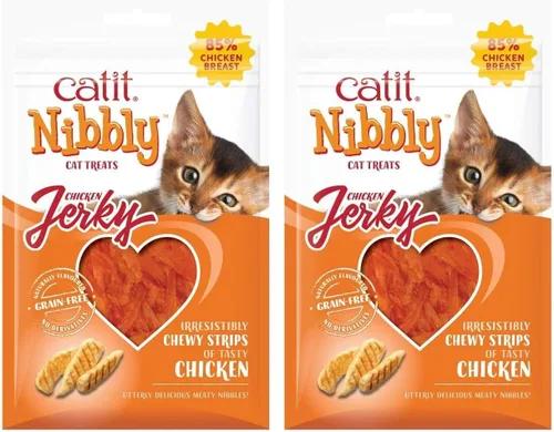 Miniatura 6 de Catit Nibbly Jerky Cat Treats, receta de pollo - Snack para gatos sin cereales, blanco 1.06 onzas (paquete de 1)
