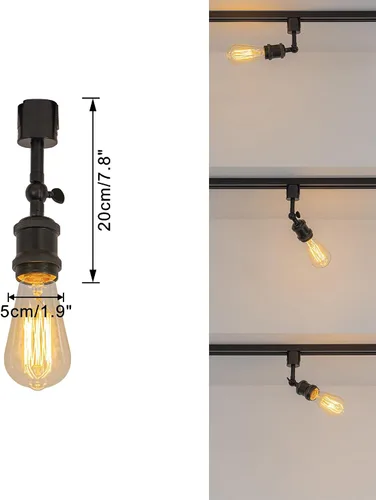 Miniatura 2 de Paquete de 1 unidad de diseño retro E26/E27 con base de título ajustable, ángulo de título rotado, sistema H, mini iluminación de cabeza de pista