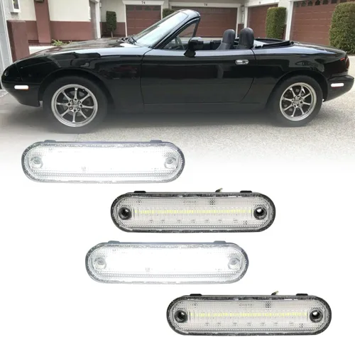 Miniatura 10 de Conjunto de carcasa de luz de marcador lateral de lente roja ámbar delantera y trasera compatible con lámpara de parachoques Fender Fender 1990-2005