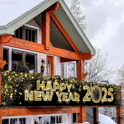 Miniatura 4 de KatchOn, Cartel de Feliz Año Nuevo 2024 – Grande 120 x 20 pulgadas Cartel de feliz año nuevo para patio Suministros para fiesta de Año Nuevo