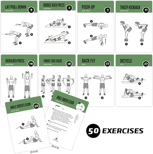 Miniatura 2 de NewMe Fitness Tarjetas de entrenamiento con bandas de resistencia – Baraja de instrucciones de entrenamiento para mujeres y hombres, guía de fitness