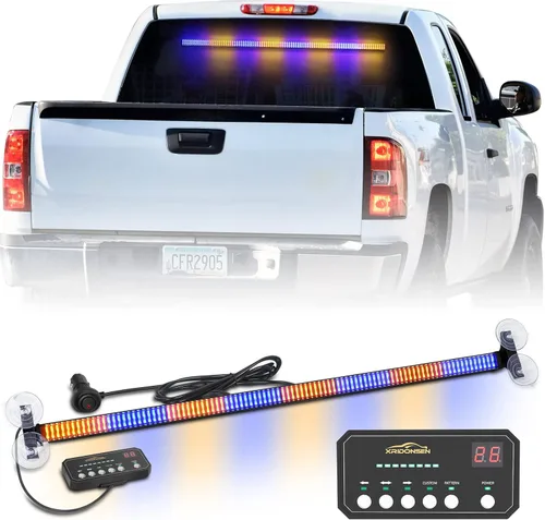 Miniatura 11 de XRIDONSEN Barra de luz de policía de 35 pulgadas para asesor de tráfico, 144 luces LED rojas y azules, luces de policía de emergencia, Rojo/Azul