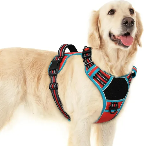Miniatura 10 de Eagloo Arnés para perro de tamaño pequeño, fácil de llevar con 3 hebillas, arnés ajustable sin tirones para mascotas con sistema MOLLE, chaleco