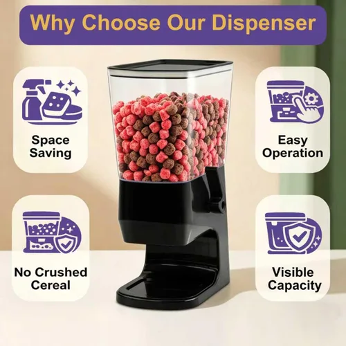 Miniatura 8 de Dispensador de cereales para encimera, 1 paquete, dispensador de alimentos secos, organizador de aperitivos, recipientes delgados de almacenamiento