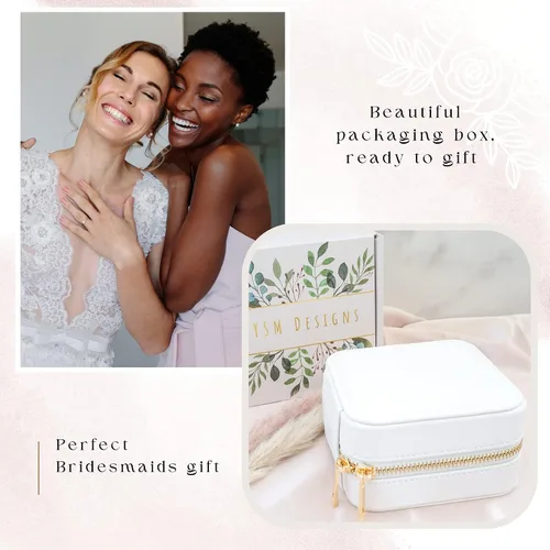 Miniatura 6 de Caja organizadora de joyas de viaje, joyero de viaje, pequeño joyero para mujer, estuche de viaje de joyería, caja organizadora de aretes con espejo