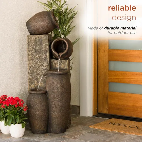 Miniatura 7 de Alpine Corporation GIL140 - Fuente de cerámica para interiores y exteriores de 43 pulgadas de alto con luces LED reemplazables, función de agua