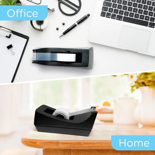 Miniatura 5 de Dispensador de cinta de escritorio – Base antideslizante – Dispensador de rollo de cinta ponderada – Perfecto para oficina, hogar y escuela