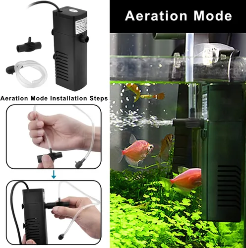 Miniatura 3 de DOMICA Filtro de acuario interno de 100 GPH 5 W con sistema de aireación Filtro de alimentación para tanque de peces de 5 a 15 galones, filtro