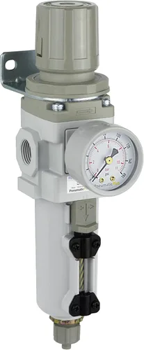 Miniatura 10 de PneumaticPlus SAW300-N03BG Filtro Regulador de Aire Comprimido Combo Piggyback 3/8" NPT - Tazón de Polímero, Drenaje Manual, Soporte, Manómetro