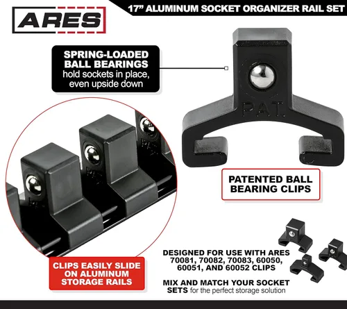 Miniatura 4 de ARES 60123 - Juego de rieles de aluminio negro de 17 pulgadas con tapas de bloqueo de extremo, incluye rieles de transmisión de 1/4 pulgadas, 3/8