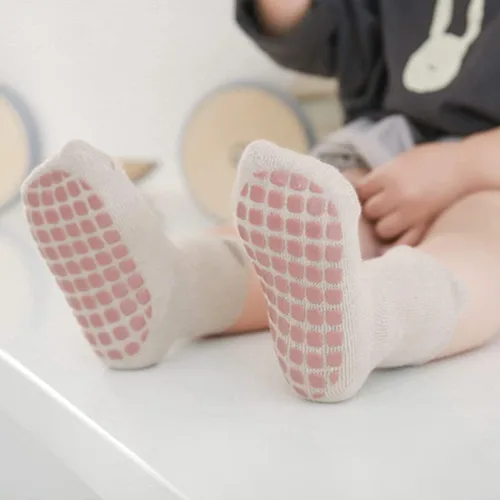 Miniatura 4 de Calcetines tobilleros antideslizantes para bebés con agarres, calcetines de algodón antideslizantes para bebés, niñas y niños