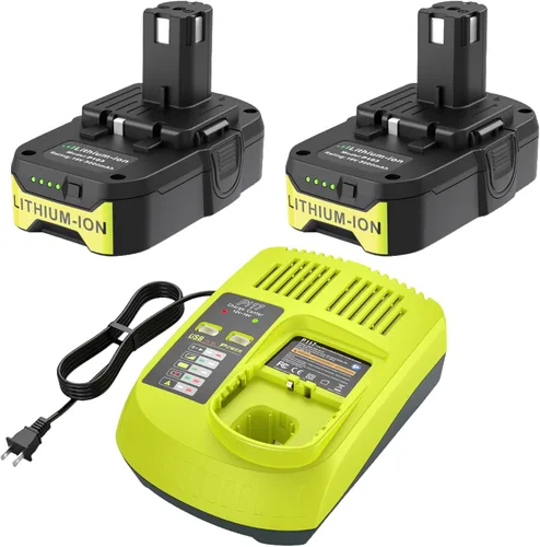 P103 18V 3000mAh 2-Pack de 2 baterías de repuesto P117 12V-18V cargador para cargador de batería Ryobi Combo compatible con P100 P102 P104 P105 P107