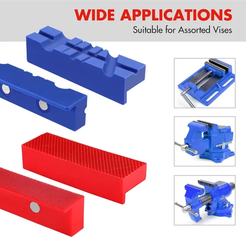 Miniatura 6 de WORKPRO 2 pares de almohadillas para mordazas de tornillo de banco de 4-1/2", fundas protectoras magnéticas de TPU para mordazas de tornillo
