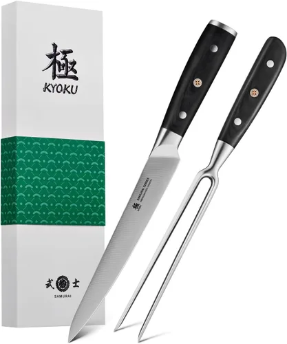 Miniatura 8 de KYOKU Samurai Series - Juego de 3 cuchillos de cocina de 6.5 pulgadas, cuchillo de deshuesar de 12 pulgadas, cuchillo de carnicero de 10 pulgadas