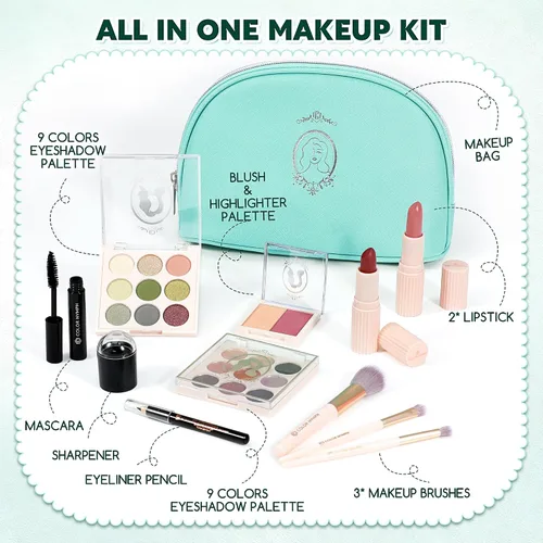 Miniatura 2 de Color Nymph Kit de maquillaje todo en uno para adolescentes principiantes, juego de regalo de maquillaje con sombra de ojos, rubor, lápiz labial