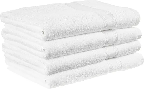 Super Absorb - Juego de 4 toallas de baño de gran tamaño, 100% cero torsión, color blanco (paquete de 4)