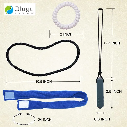Miniatura 5 de Collares sensoriales para masticar niños y niñas, paquete de 16 pulseras elásticas para masticar para niños sensoriales con autismo, TDAH, SPD