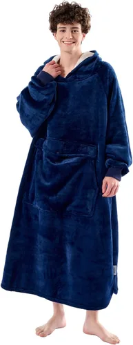 Miniatura 12 de Krifey Manta con capucha de sherpa de gran tamaño como regalo de cumpleaños para mamá, mujer, novia, hombre, acogedora sudadera con bolsillo gigante