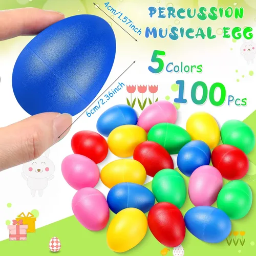 Miniatura 2 de 100 piezas de huevos a granel, instrumentos musicales de percusión, huevos de maracas para niños, juguetes de plástico para aprender pintura, música