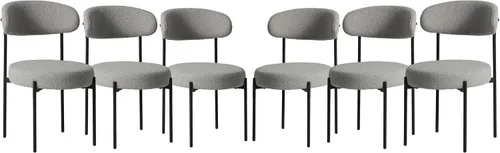 Miniatura 18 de WestinTrends Alexandria Mid-Century - Sillas de comedor redondas tapizadas de sherpa (juego de 2), color gris carbón