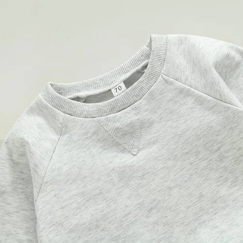 Miniatura 52 de Conjunto de 2 piezas de sudadera de manga larga con cuello redondo y pantalones casuales para bebés y niños pequeños