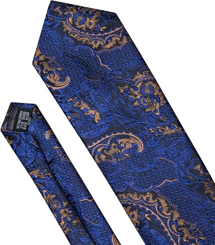 Miniatura 3 de YOHOWA Conjunto de corbata de boda para hombre, corbatas de cachemira con pañuelo, gemelos de seda formal para negocios