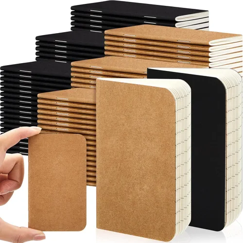 Miniatura 8 de Outus 90 cuadernos pequeños a granel de 2.5 x 4 pulgadas, cuadernos pequeños de papel de estraza de bolsillo de tapa suave para regalos