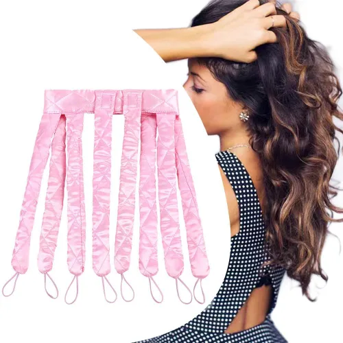 Miniatura 10 de Diadema rizadora de cabello sin calor para mujeres y niñas, material de satén suave, amigable con la piel, rizos de cabello sin calor para cabello